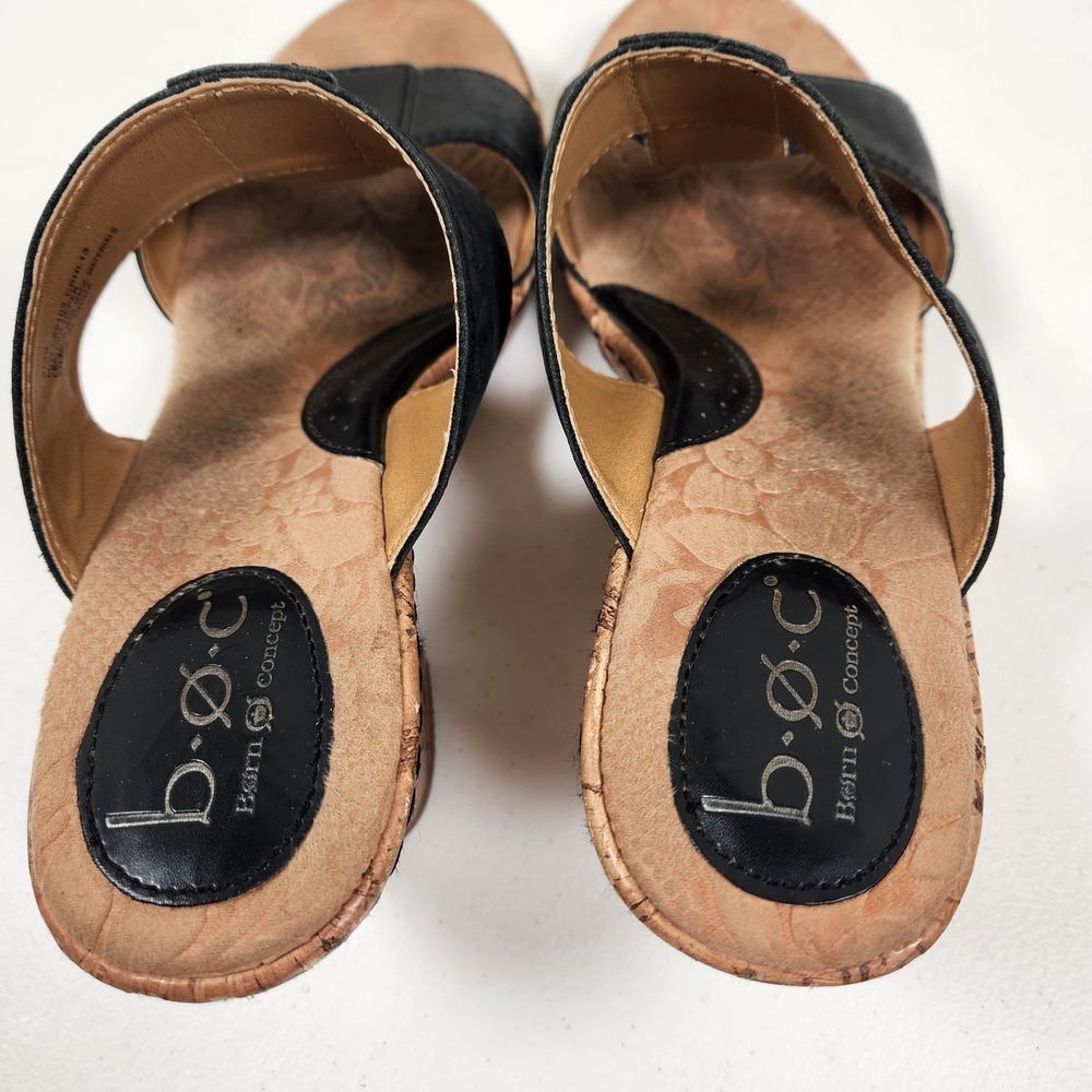 Born BOC womens T-strap criss cross sandals slides shoes black 8/39 - Picture 6 of 6